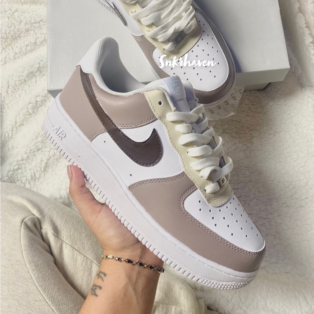 Nike custom brown beige Air Force 1S